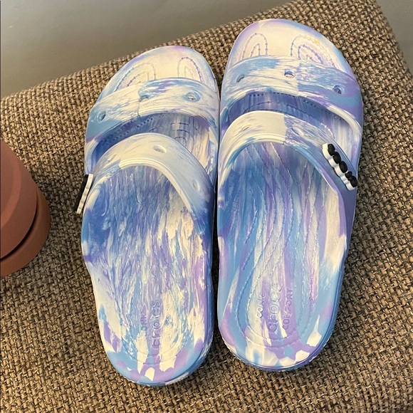 CROCS Purple and Cream Slide Sandals - Picture 3 of 8